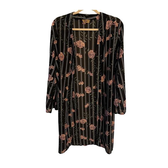 Y2K Jorja Flowy Black Floral Kimono - Size Medium - Picture 1 of 2
